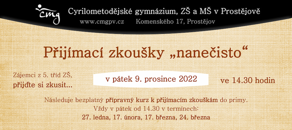 2022 prijimaci zkousky nanecisto
